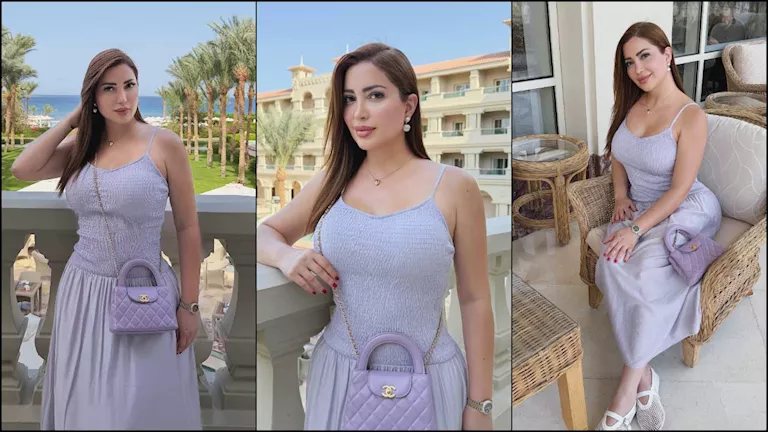 نسرين طافش تتألق بفستان بنفسجي في أحدث ظهور لها.. (صور)