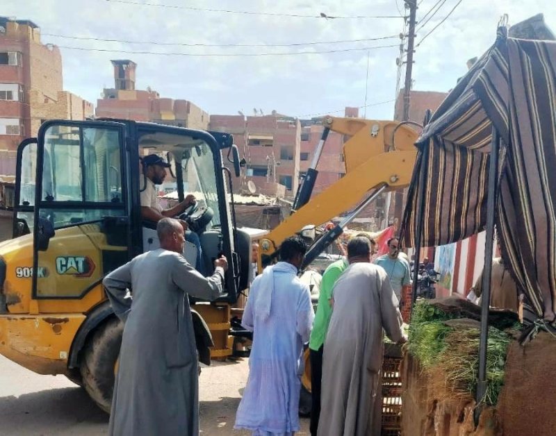 رفع 11 حالة إشغال والتحفظ على 30 من المضبوطات فى أسوان