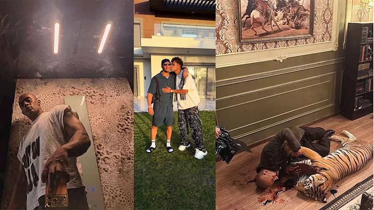 محمد رمضان يستعرض ذكرى إصابته أثناء تصوير "عشماوي" بصورة مع النمر